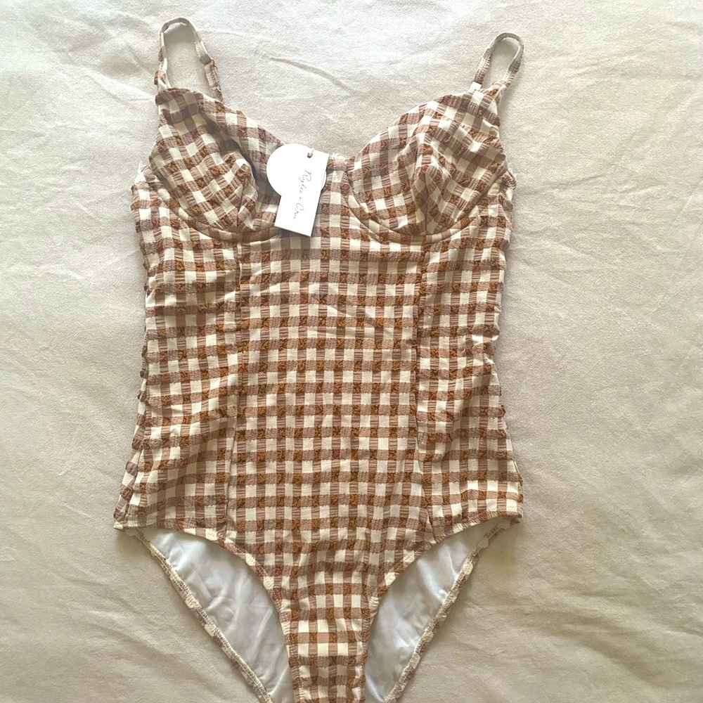 One piece checkered bathing suit. Never worn.